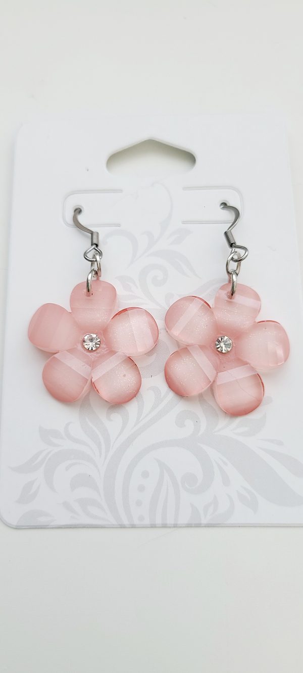 Pink daisy earrings