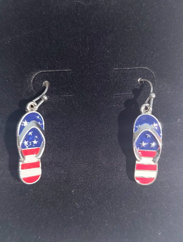 4th of July flip flop earrings